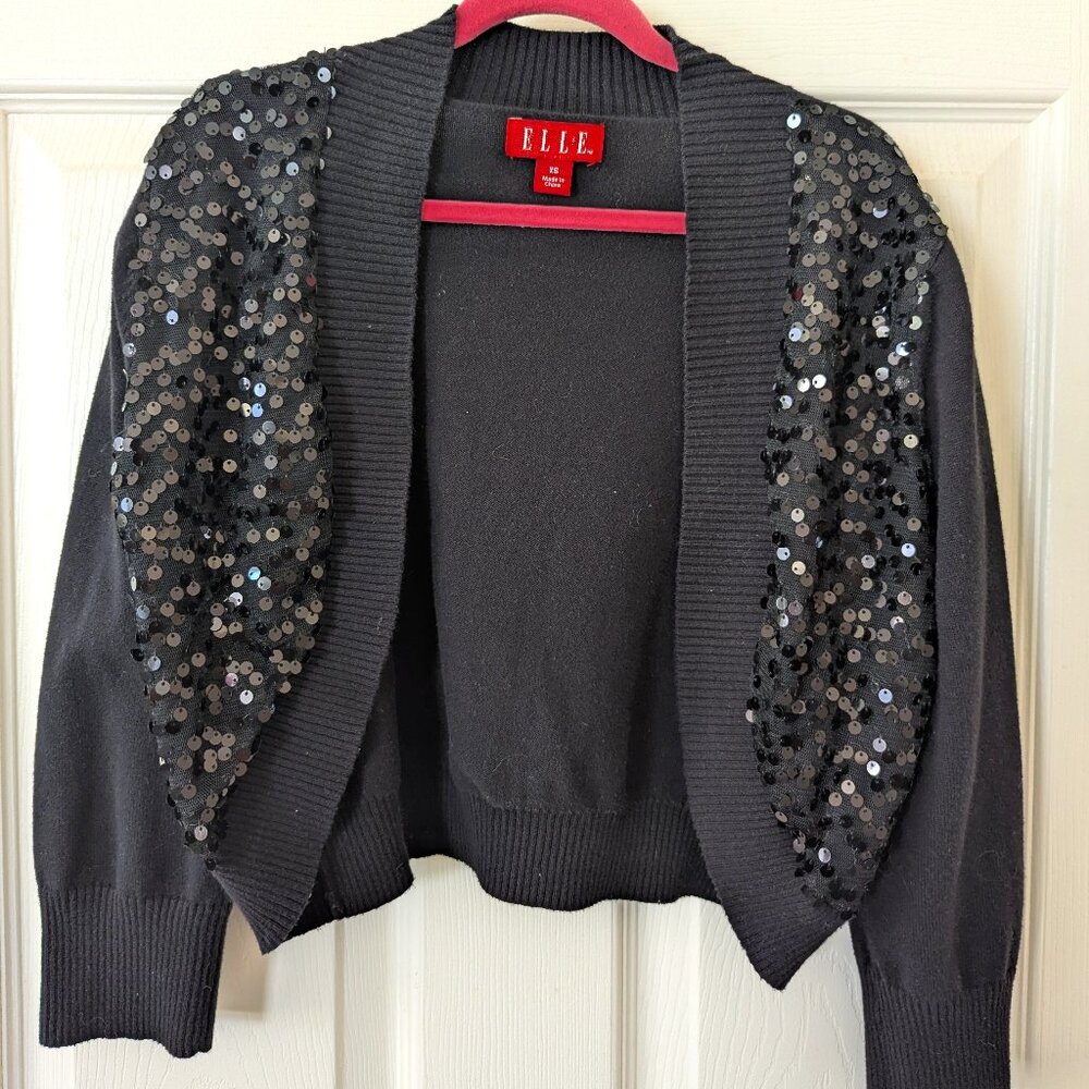 Size XS Elle Black Crop Sequin Cardigan